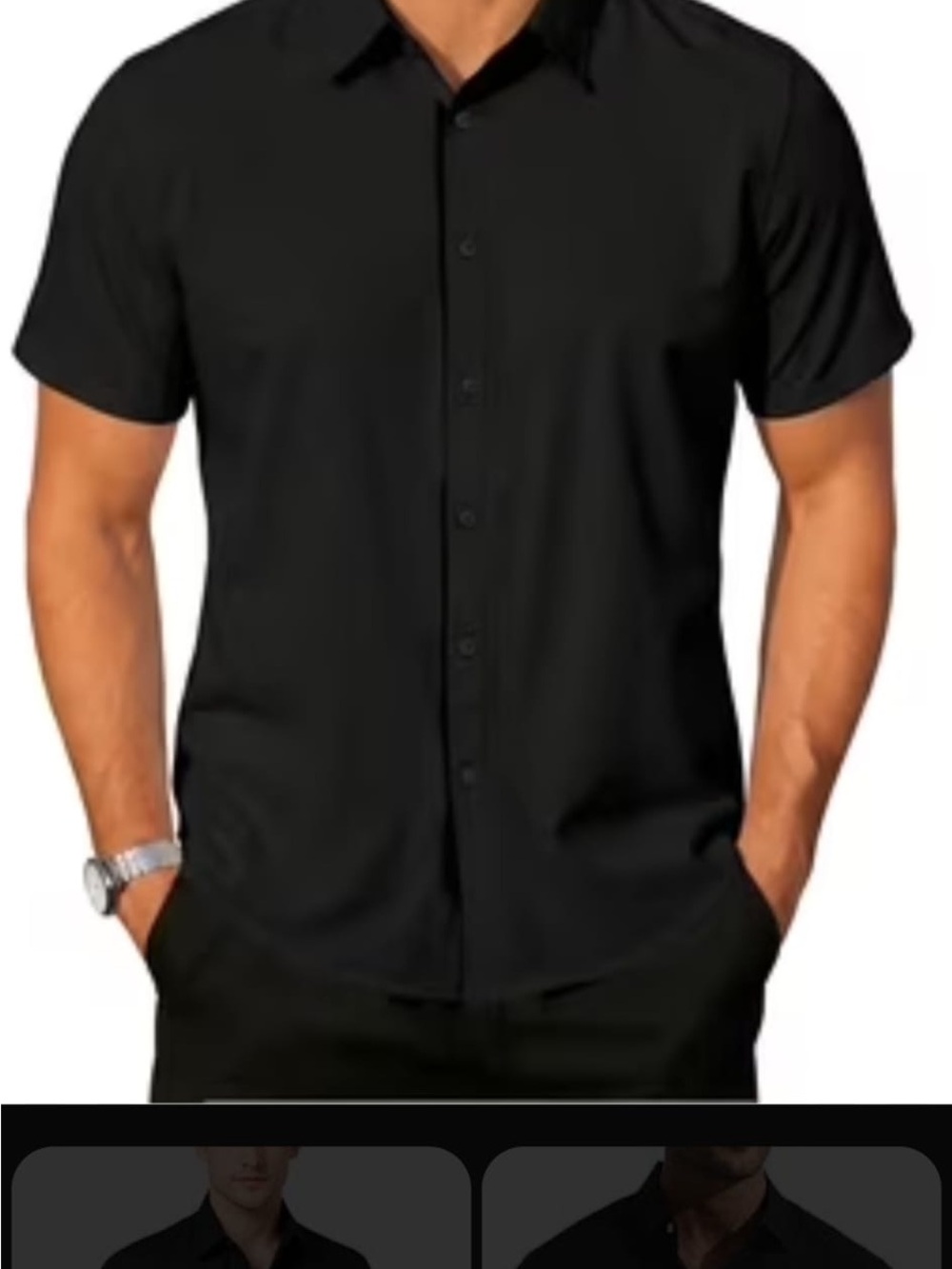 Michael Kors Men's Black Short Sleeve Button-Down Shirt